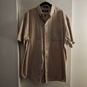 Stafford Relaxed Fit Men's Beige Casual Button Down Shirt